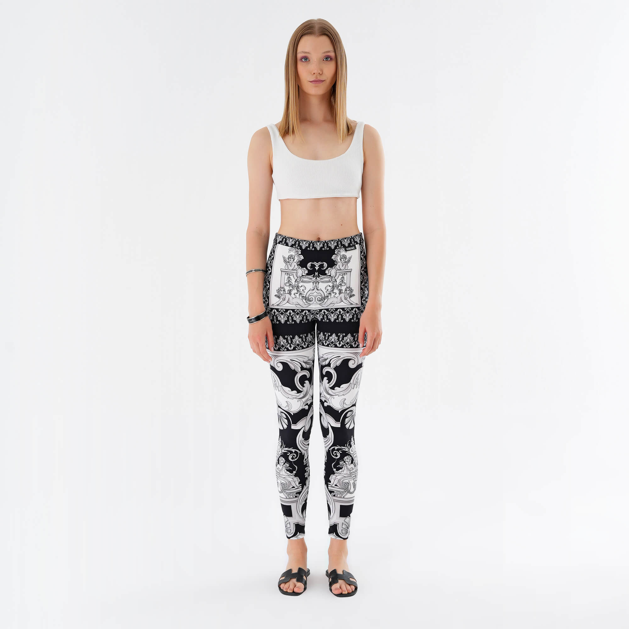 Versace- Silver Baraque Printed Leggins - IT42 